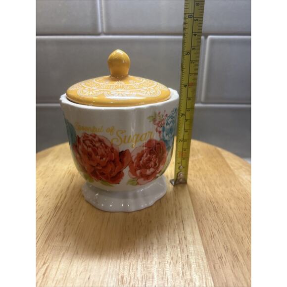 Pioneer Woman Blossom Jubilee “Spoon Full Of Sugar “ Sugar Bowl - Picture 6 of 8